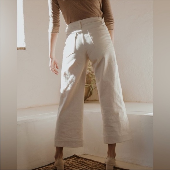 OZMA High Rise Trouser Pant 100% Cotton, size 25, Off-White-Flawed - Picture 2 of 15